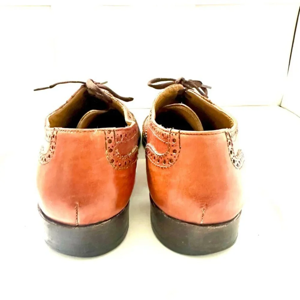 Mario Bruni Brogue Men's Leather Shoes Brown Made In Italy Luxury Brand Size 9